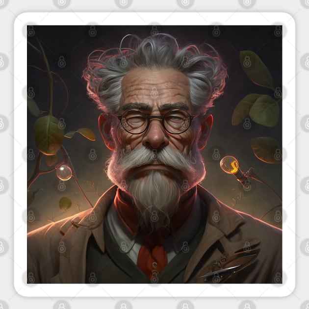 Portrait of old man wise scientist Sticker by Danielleroyer